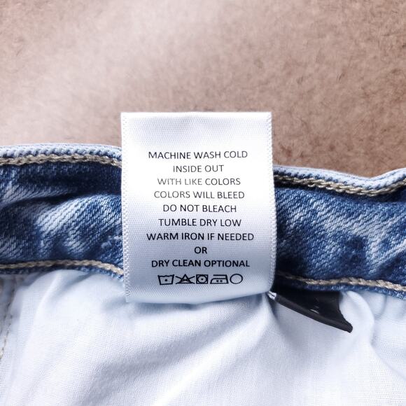 Flying Monkey Jeans Women 29 Lt Blue Straight Leg Distressed Y2K Grunge Casual - Picture 11 of 11